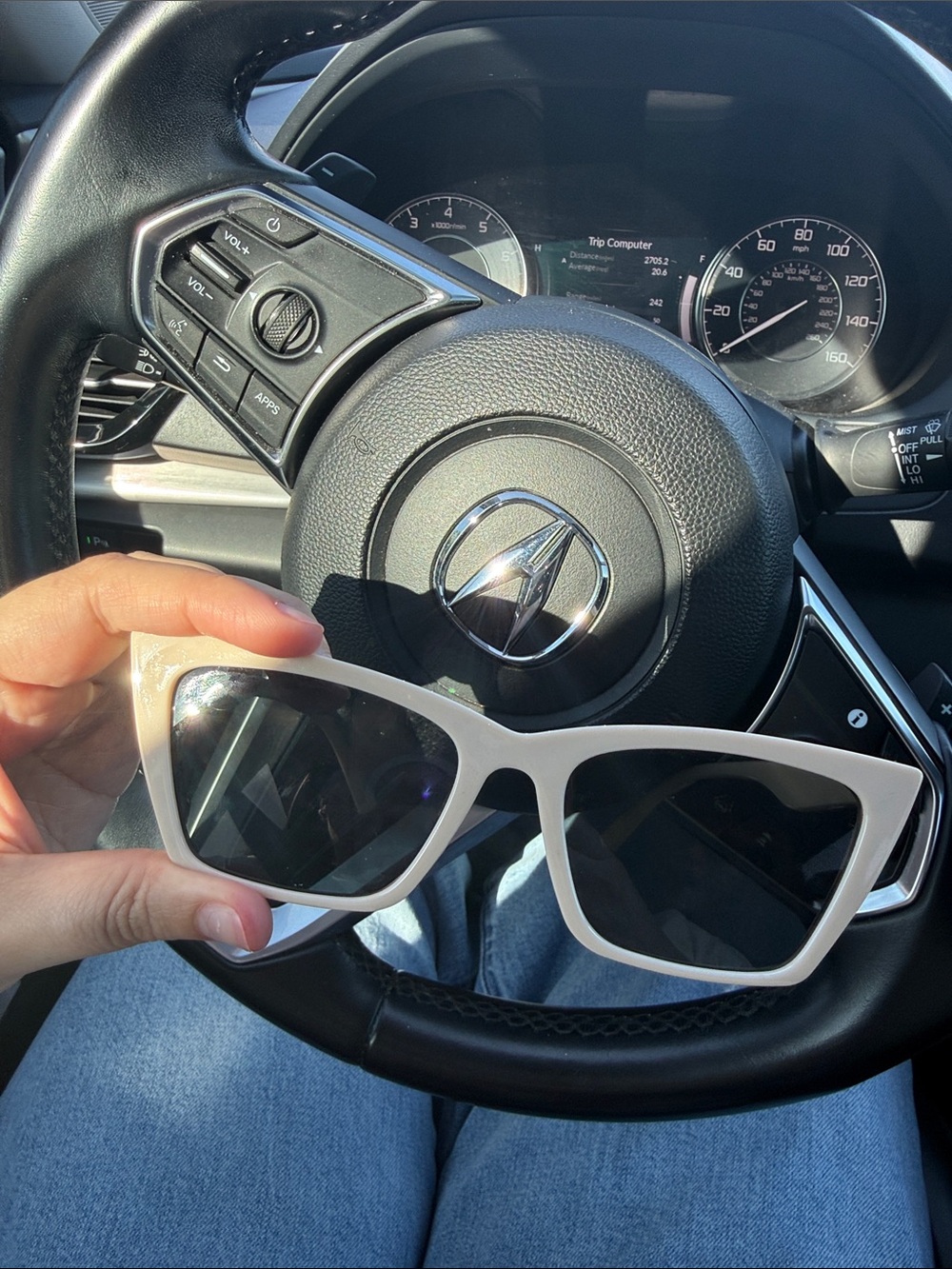 Acetate Square Sunglasses - White Frame
